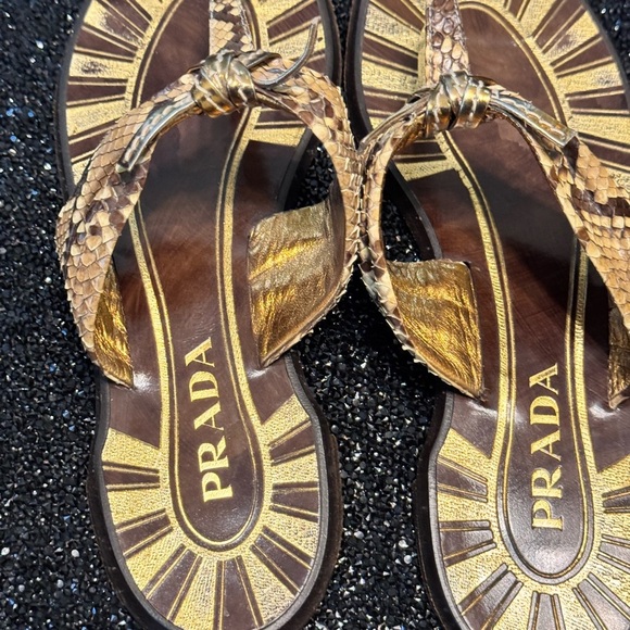 Prada Women's Gold and Brown Sandals - Picture 10 of 17
